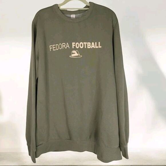 Fedora Football Olive Green Heavy Side Flex Fleece Sweatshirt Men’s XL - Picture 1 of 11